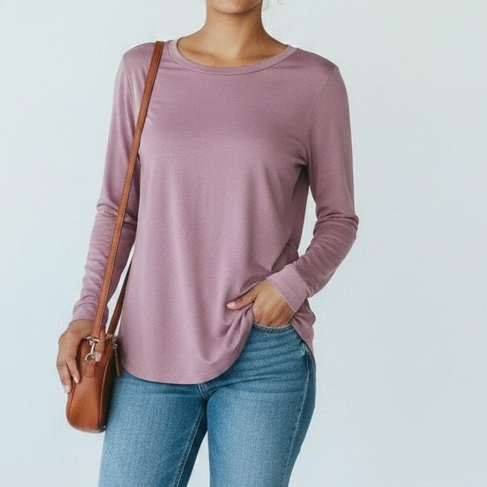 Universal Standard Lilac Purple Long Sleeve Pima Cotton Top Size XS/0 NWT
